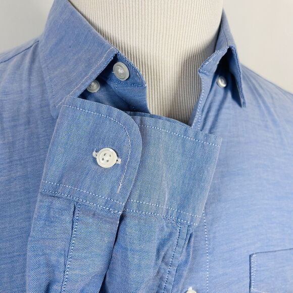 Bonobos Small Slim Fit Oxford Cloth Shirt Blue 100% Cotton Button Front Casual - Picture 4 of 5